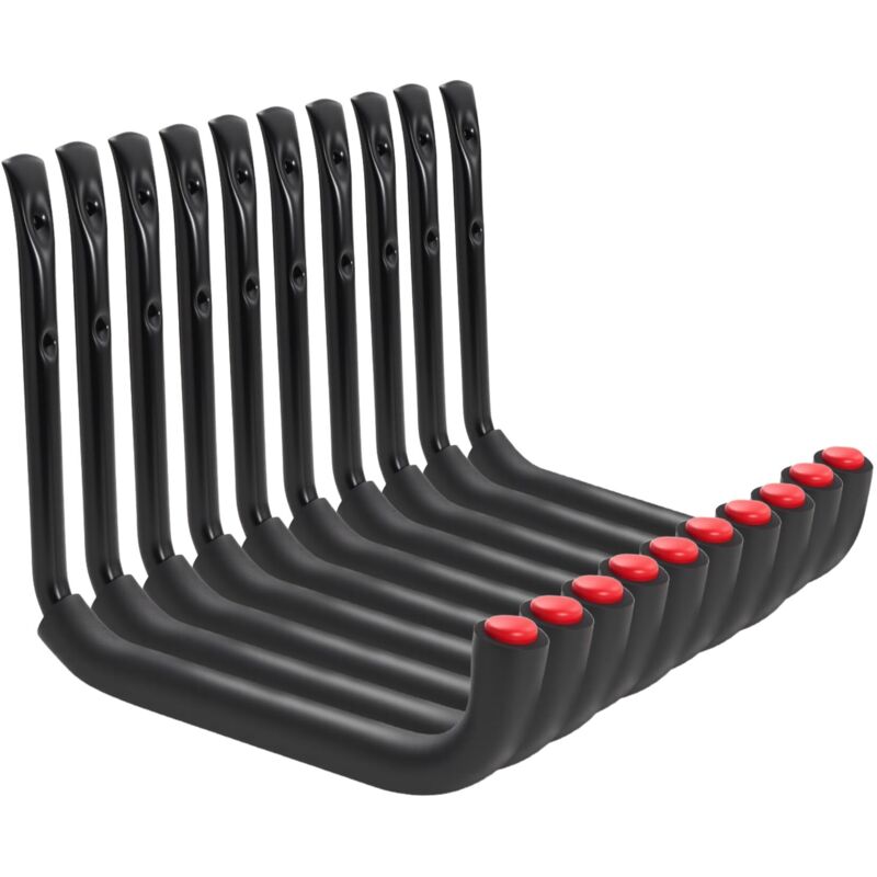 Crochets de garage, lot de 10 supports muraux pour outils de rangement avec bras articulé de 25 x 23 cm, robustes et adaptés aux outils de jardin,