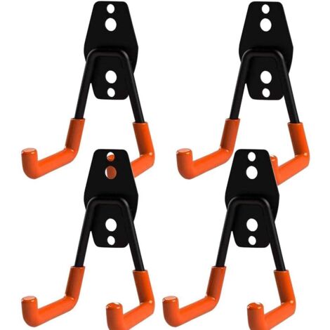 Garage Hooks, 4 Pack Garage Storage Hooks Wall Mounted Hanging Hooks with Heavy Duty Bracket for Wall Storage Organizer with Non-Slip Coating