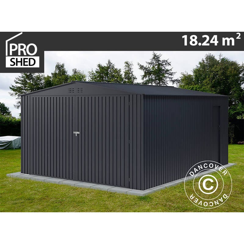 Dancover - Garage métallique 3,8x4,8x2,32m, 18,24m², ProShed®, Anthracite