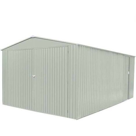Garage métal crème 17,3 m² + kit d'ancrage