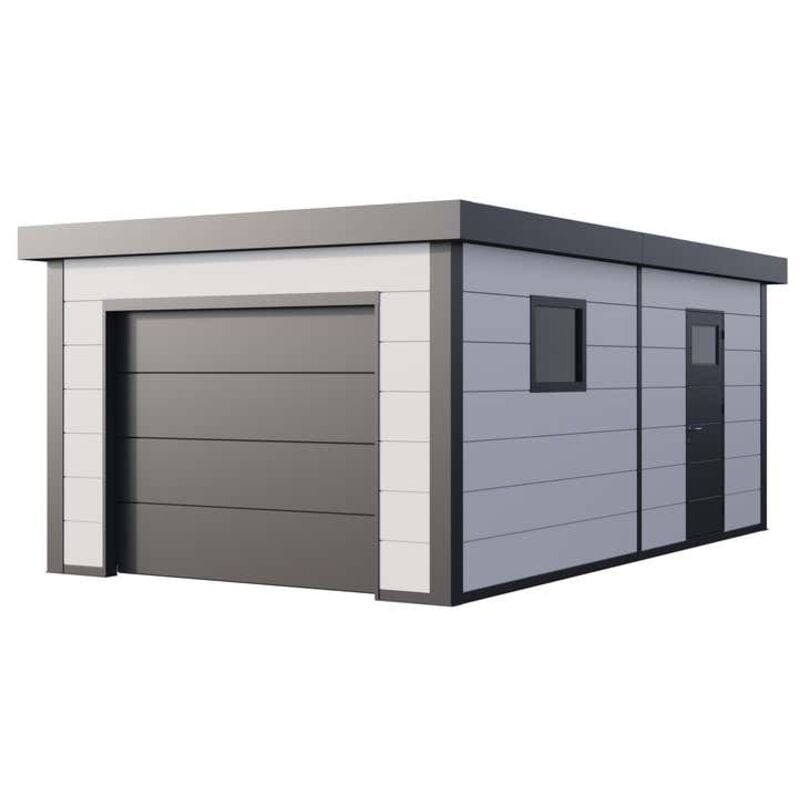Telluria - Garage métallique 3664 blanc 22,5m Blanc Galvanisé, 0,9 mm Épaisseur de paroi 358 x 628 cm