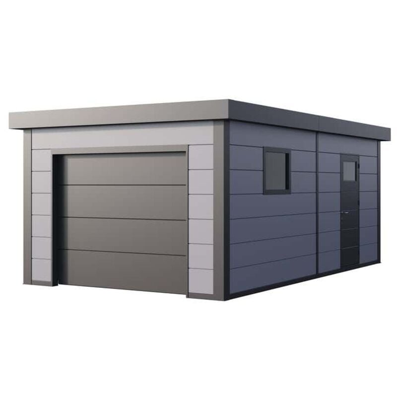 Telluria - Garage métallique 3664 gris clair 22,5m Gris Galvanisé, 0,9 mm Épaisseur de paroi 358 x 628 cm