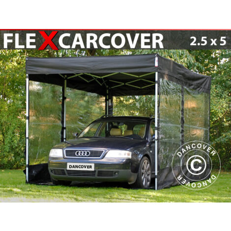 Garage pieghevole FleX Carcover, 2,5x5m, Nero