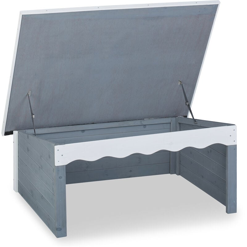 Relaxdays - Garage à robot tondeuse, bois, toit résistant aux intempéries, jardin, ouvrable, hlp : 46x108x82 cm, gris