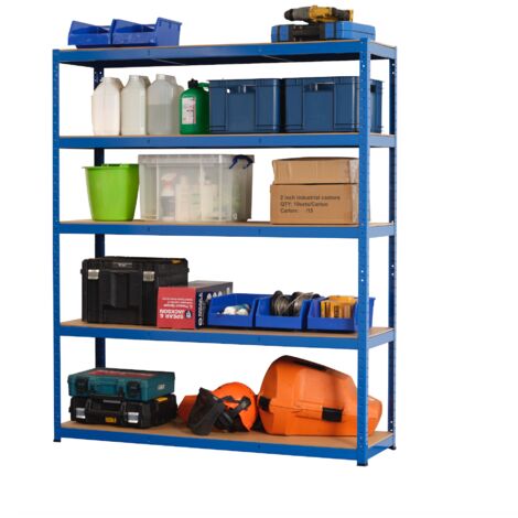 Garage Shelving Unit - Racking 5 Levels 1800mm H x 1500mm W x 450mm D - 200KG's UDL Per Shelf