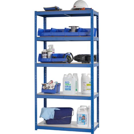 Garage Shelving Unit - Racking 5 Levels with Melamine Shelves 1800mm H x 900mm W x 450mm D - 275KG's UDL Per Shelf
