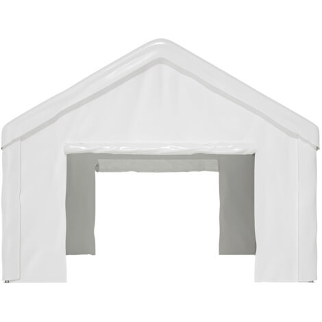 Garage-tente pour véhicules 4x6m – Portes à double enroulement permettant l'entrée complète du véhicule  structure robuste et durable résistante aux intempéries – avec toit et panneaux latéraux amovib