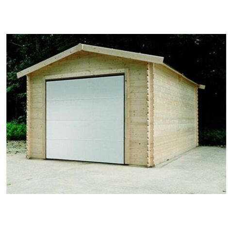 Garage traditionnel en bois 16,20 m² avec porte motorisée, Toiture Toit standard (roofing)