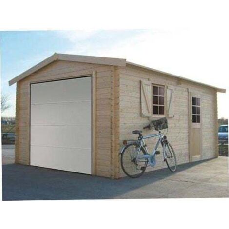 Garage TRADITIONNEL en bois 17,07 m² avec porte motorisée, Toiture Toit standard (roofing)