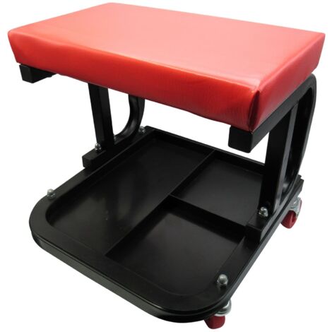 Garage Workshop Stool Seat With Storage (Mechanic Rolling Creeper Automotive Wheels Padded)