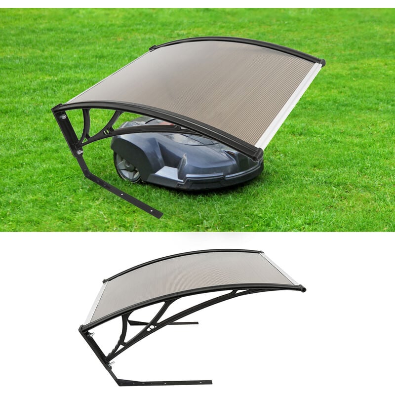 Hofuton Abri pour Tondeuse Auvent pour Tondeuse à Gazon Toit de Garage pour Robot Tondeuse 100 78 50cm Marron
