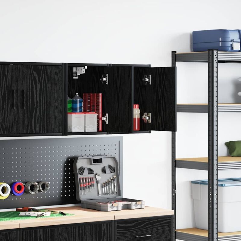 Garagen-wandschränke 2 Stk. Schwarz Holzwerkstoff Vidaxl