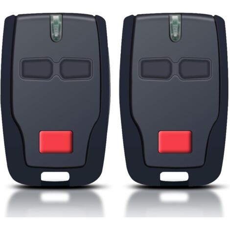 Garagentor-Fernbedienung 433,92 MHz (2er-Pack) – 2 Kanäle, 2 Tasten, kompatibel mit BFT Mitto 2 B RCB, Kleio, Ghibli, TRC 2 – Code-/Lernrolle