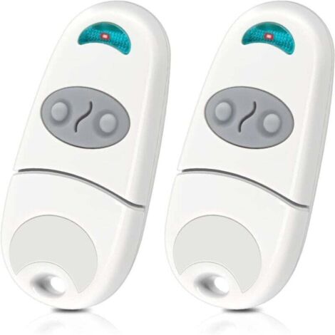 Garagentor-Fernbedienung, Tor-Fernbedienung, 2 Kanäle, 433,92 MHz, kompatibel mit 433-MHz-Fernbedienungen (EV, NA, EE), 2er-Pack – Weiß