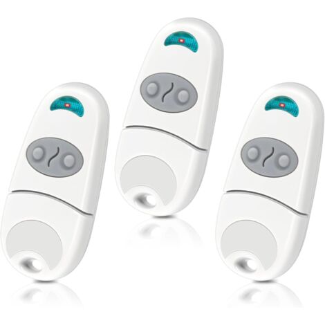 Garagentor-Fernbedienung, Tor-Fernbedienung, 2 Kanäle, 433,92 MHz, kompatibel mit 433-MHz-Fernbedienungen (EV, NA, EE), 3er-Pack – Weiß