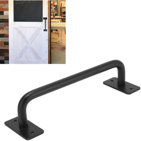 Garagentorgriff aus Kohlenstoffstahl – Montage für Schiebetüren von Scheunen, Schuppen und Schränken – Schwarzes Modell mit ergonomischer Griffleiste und Schrauben – Abmessungen 22 x 5,5 cm