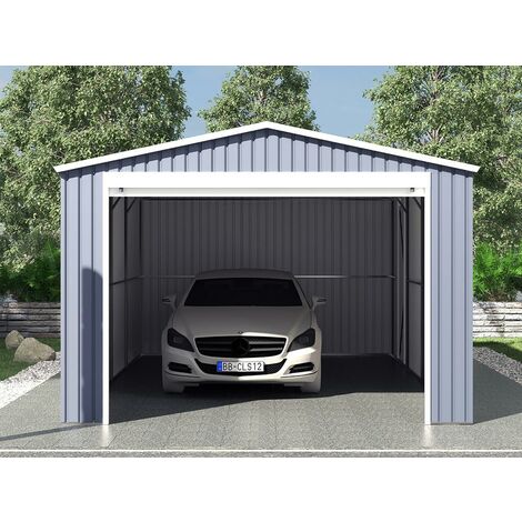 Garaje de acero galvanizado gris OCTOU - 19,5 m² - Vente-unique - Gris antracita