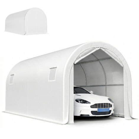 Garaje Exterior para Coche 3x6 m Impermeable con Tejido PE Resistente Marco de Metal Galvanizado UPF 30+ Blanco