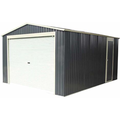 Garaje Metálico Gardiun Essex 19,5 m² Exterior 576x338x243 cm Gris Antracita - KIS12991