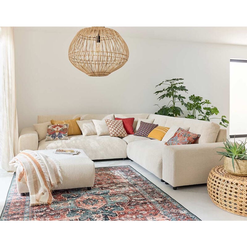 Lisa Design - Garance - canapé modulable d'angle droit - 5 places - en velours côtelé - beige