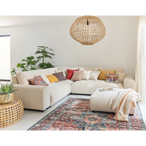 Garance - modulares sofa ecke links - 5 sitzplätze - aus samtsofa. - beige