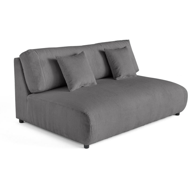 Lisa Design - Garance - module d'assise 3 places sans accoudoirs - en velours côtelé - gris foncé