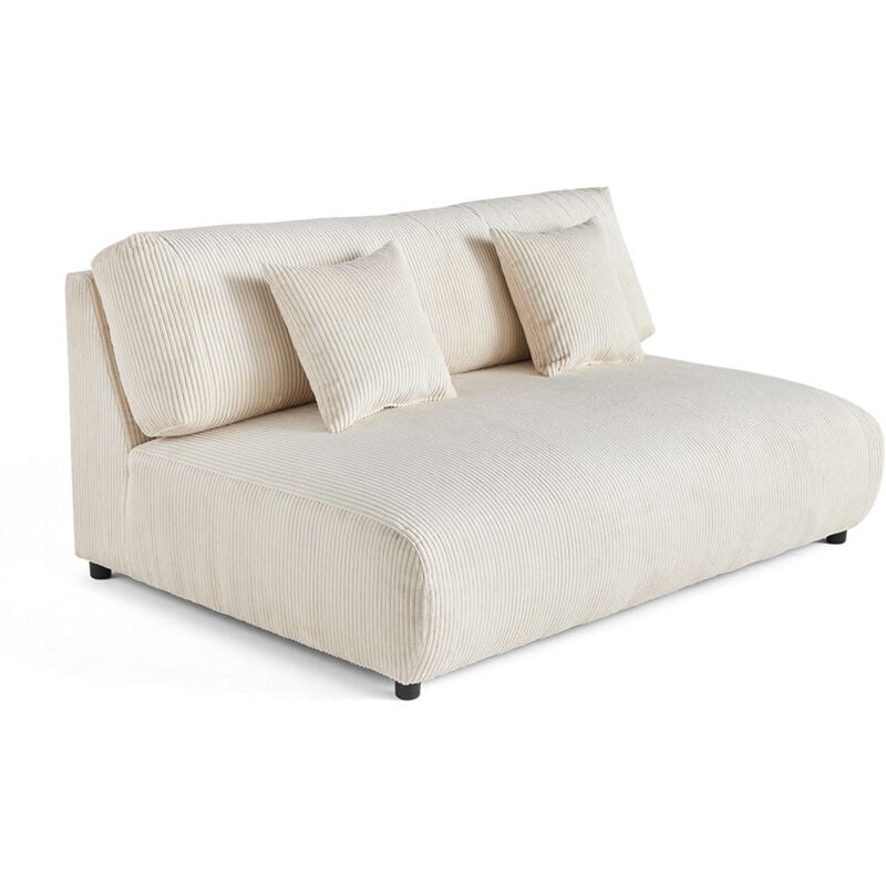 Lisa Design - Garance - module d'assise 3 places sans accoudoirs - en velours côtelé - beige
