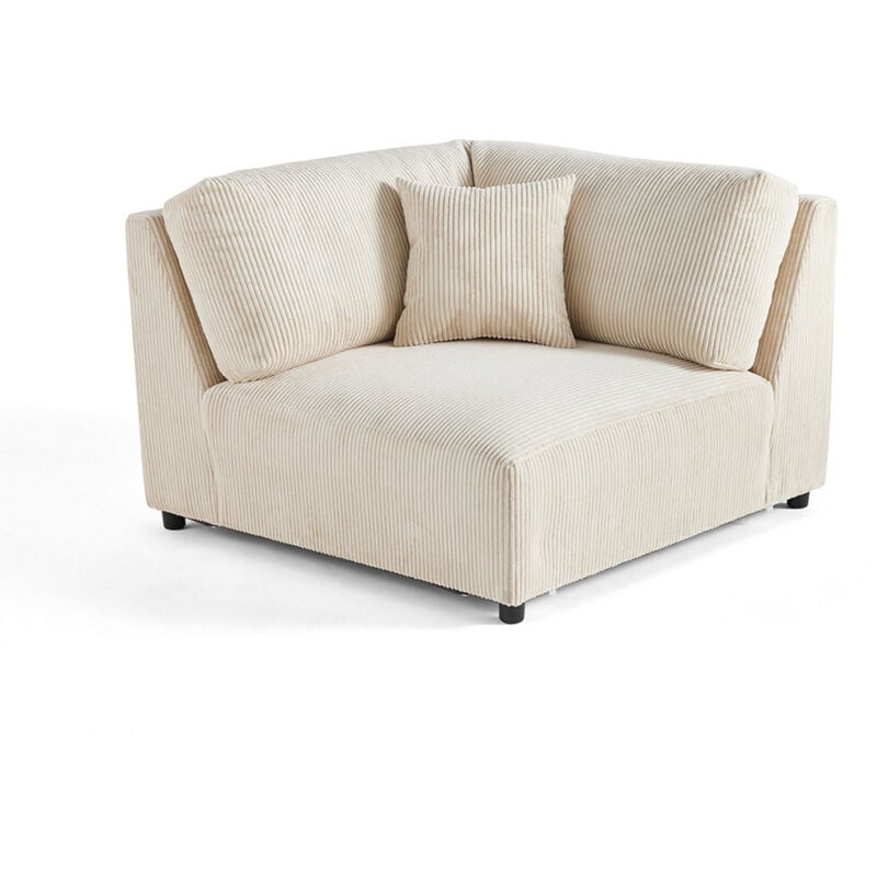 Lisa Design - Garance - module d'assise d'angle réversible - en velours côtelé - beige