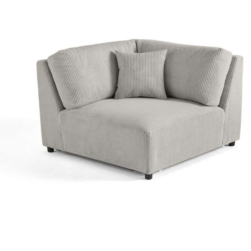 Lisa Design - Garance - module d'assise d'angle réversible - en velours côtelé - gris clair
