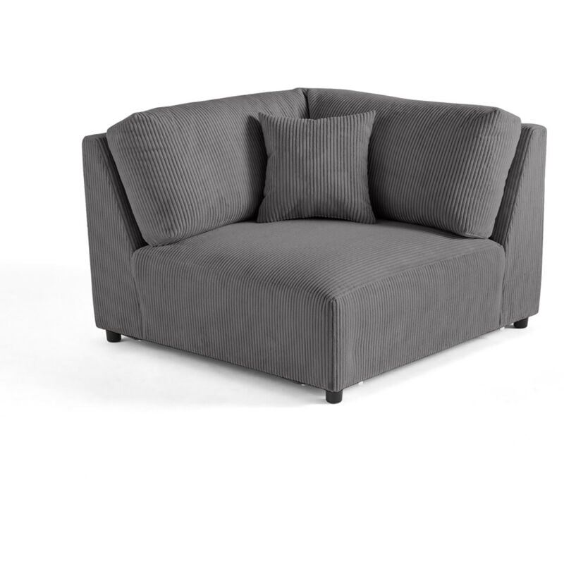Garance - module d'assise d'angle réversible - en velours côtelé - gris foncé