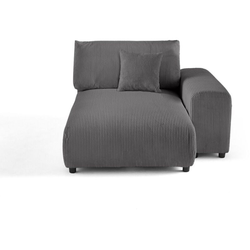 Lisa Design - Garance - module d'assise méridienne droit - en velours côtelé - gris foncé