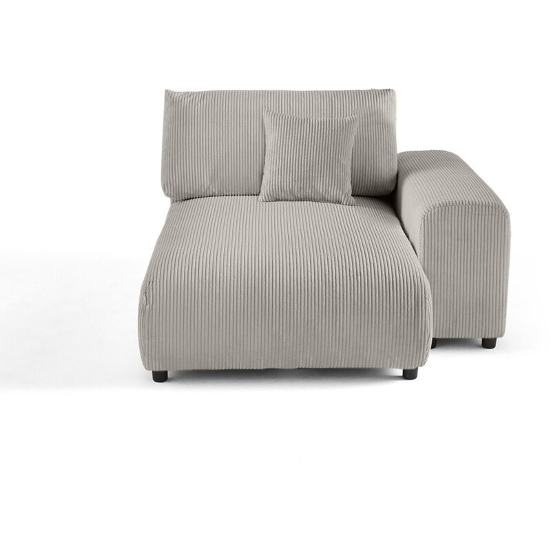 Garance - module d'assise méridienne droit - en velours côtelé - gris clair