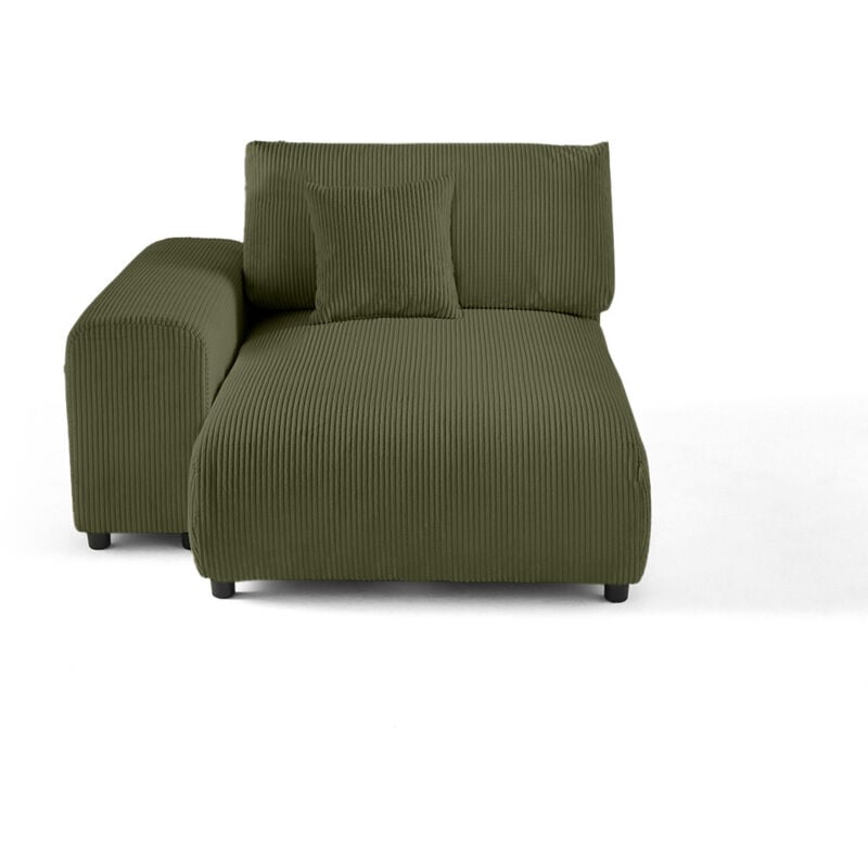 Lisa Design - Garance - module d'assise méridienne gauche - en velours côtelé - vert