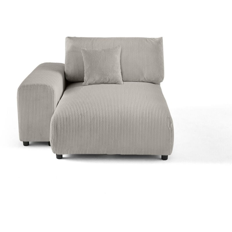 Garance - module d'assise méridienne gauche - en velours côtelé - gris clair