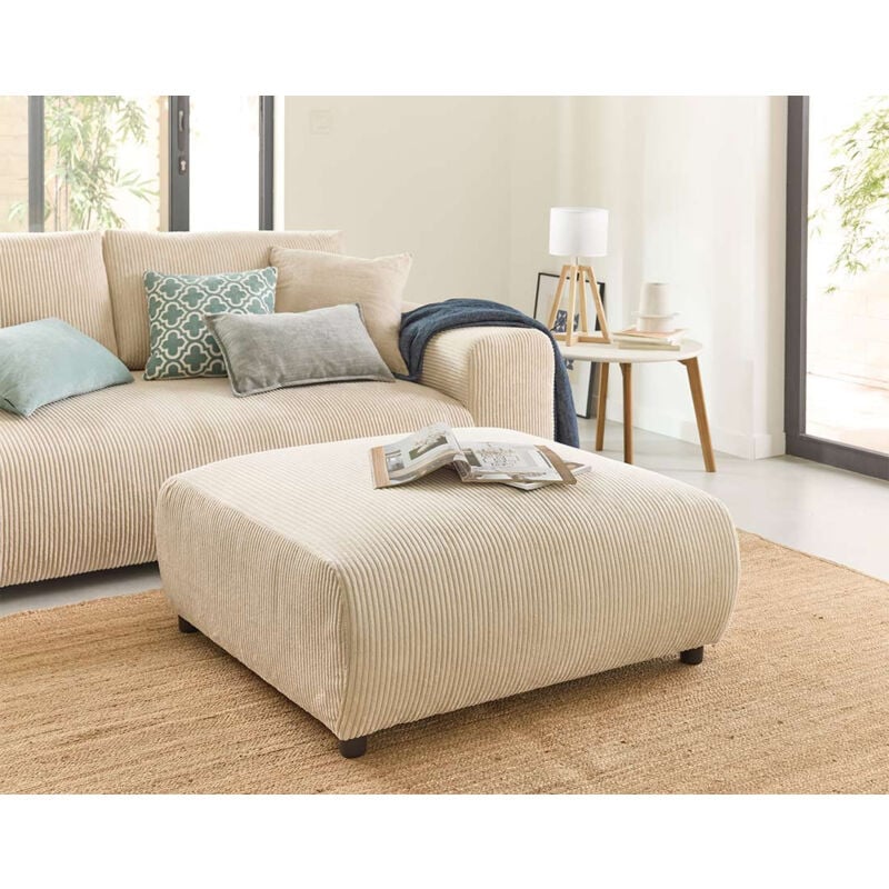 Garance - pouf modulable - en velours côtelé - beige