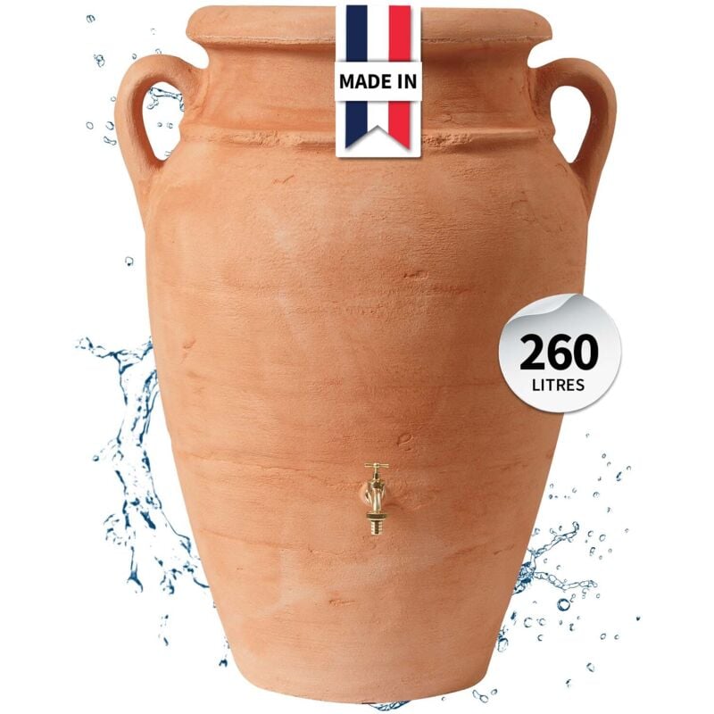 Garantia - Réservoir mural Amphore antik 260L terracotta avec bac à plantes