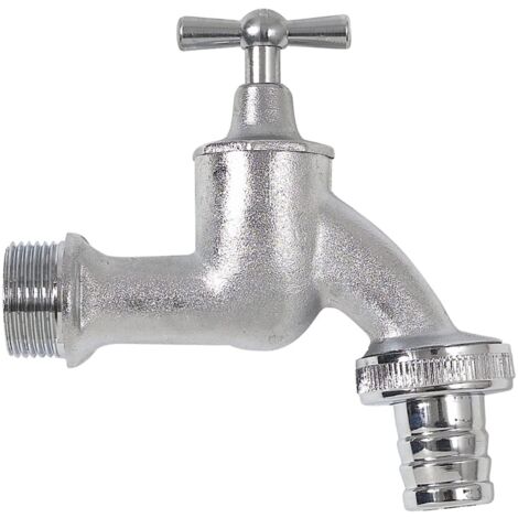 Garantia Auslaufhahn Metall Chrom Größe 3/4", Wasserhahn inkl. Teflonband