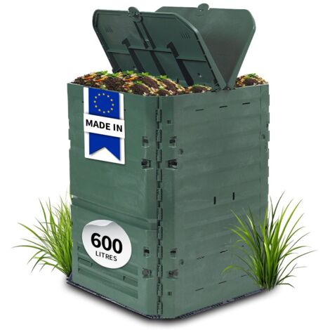 Garantia – Composteur Thermo-King 600 L – Polypropylène recyclé – Montage sans outils – Aération optimisée – Grille anti-nuisibles incluse - VERT 600 L