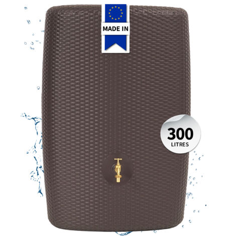 GARANTIA Cuve murale SUNDA 300L moka - Réservoir d'eau de pluie design et fonctionnel, solution écologique pour terrasse