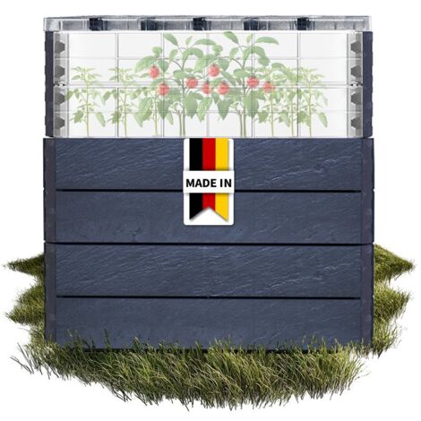 GARANTIA ERGO QUADRO TurboPlus L 80 Hochbeet Stone, inkl. FLORA Wassersparsystem