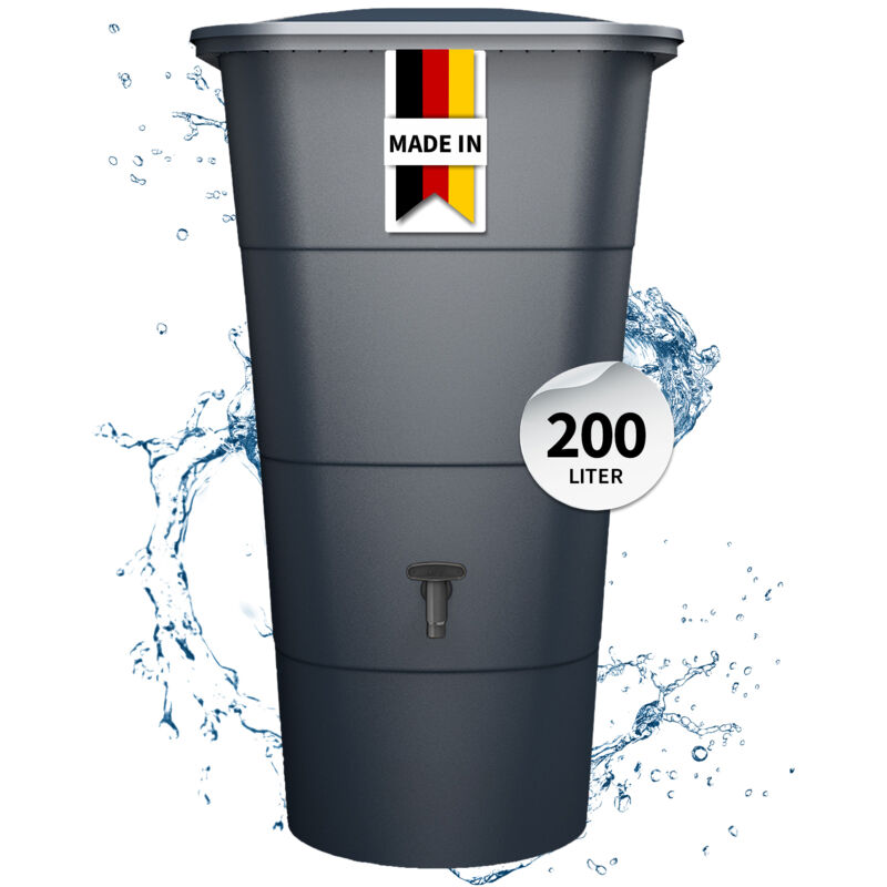 Garantia Ibiza Regentonne Eckig 200 Liter Graphite Grey Inkl. Deckel Und Hahn