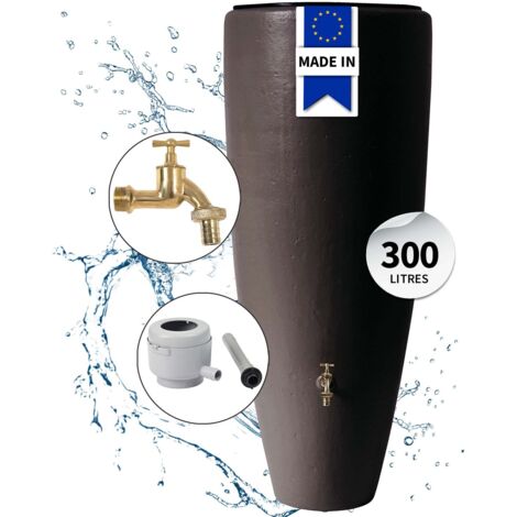 Garantia – Récupérateur d'eau de pluie 300 L – Bac à fleurs amovible – Plastique recyclé traité anti-UV – Installation rapide avec accessoires inclus