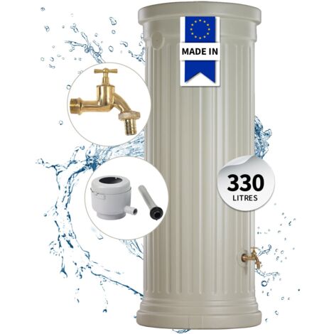 Garantia – Récupérateur d'eau de pluie colonne cylindrique 330L – Polyéthylène renforcé – Filetage pour robinet 19mm – 995108