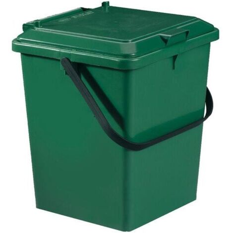 Garantia – Seau monobloc pour compostage 8 l – Plastique vert sapin – Dimensions 20x24x30 cm – Anse en polyéthylène et couvercle charnière