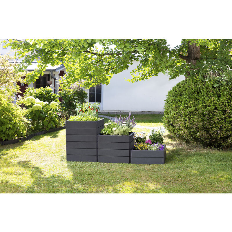 Jardinière surélevée anthracite, 80 x 80 cm, hauteur 25 cm Garantia
