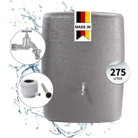 GARANTIA TERRANOVA Komplett-Set 275 Liter graphite grey inkl. Chrom-Auslaufhahn und Fallrohranschluss