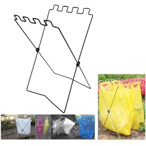 Garbage bag holder, portable wire garbage can holder, can hold 13-gallon bags, plastic bag frame shelf, garbage bag holder for camping, picnics, etc.
