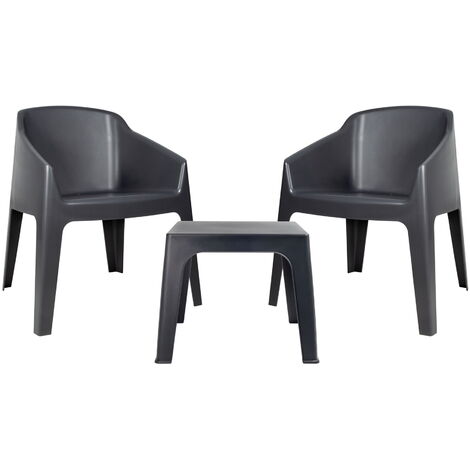 garbar BAKU Set 2+1 Silla Con Brazos-Mesa Reciclada Interior, Exterior Antracita