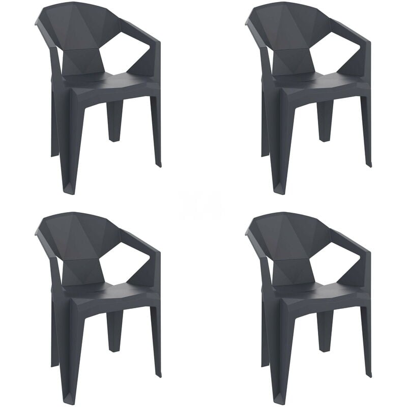 Garbar - delta Fauteuil Intérieur, Extérieur Set 4 Gris Foncé