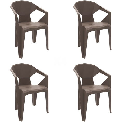 garbar DELTA Set 4 Silla Con Brazos Interior, Exterior Chocolate